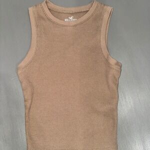 Hollister Waffle Knit Tank Top Sleeveless Casual Neutral Comfy Basic